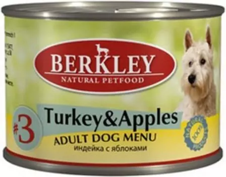 Berkley №3 Adult Turkey &amp; Apples / Консервы Беркли для собак Индейка с яблоками (цена за упаковку)
