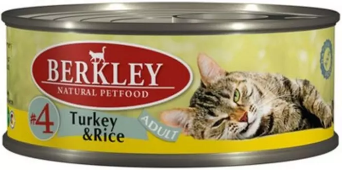Berkley №4 Adult Turkey &amp; Rice / Консервы Беркли для кошек Индейка с рисом (цена за упаковку)