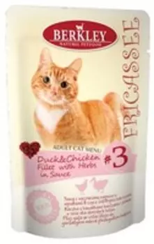 Berkley Cat Fricassee №3 Adult Duck &amp; Chicken / Паучи Беркли для кошек Утка с кусочками Курицы и травами в Соусе (цена за упаковку)