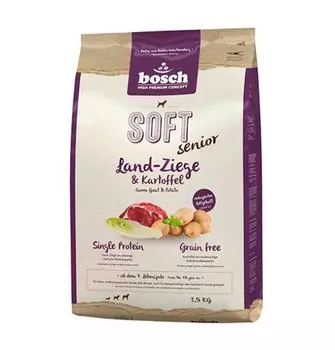 Bosch Soft Senior Farm Goat &amp; Potato / Полувлажный Монопротеиновый Беззерновой корм Бош для Пожилых собак Козлятина Картофель