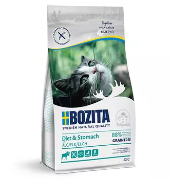 Bozita Sensitive Diet &amp; Stomach Grain free / Сухой Беззерновой корм Бозита для кошек с Чувствительным пищеварением и Пожилых кошек с избыточным весом с мясом Лося