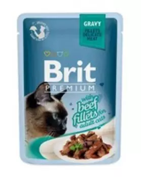 Brit Premium Gravy Beef fillets / Паучи Брит Премиум для кошек Кусочки из филе Говядины в соусе (цена за упаковку)
