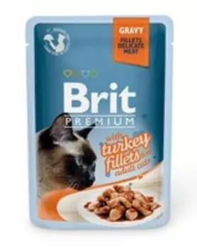 Brit Premium Gravy Turkey fillets / Паучи Брит Премиум для кошек Кусочки из филе Индейки в соусе (цена за упаковку)
