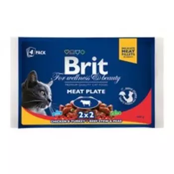 Brit Premium Meat Plate / Набор паучей Брит Премиум для кошек Мясная Тарелка (цена за упаковку)