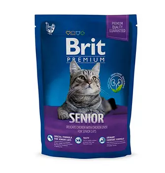 Brit Premium Senior / Сухой корм Брит Премиум для Пожилых кошек Курица и Печень