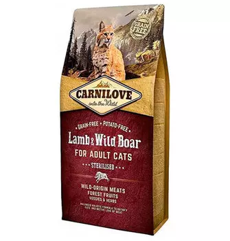 Carnilove Adult Sterilised Lamb &amp; Wild Boar / Сухой корм Карнилав для Стерилизованных кошек Ягненок и Дикий кабан