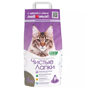 Чистые лапки (Clean Paws) Наполнитель для кошачьего туалета Комкующийся ECO-Friendly Ароматизированный
