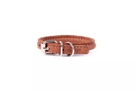 CoLLaR Soft / Ошейник Колар для Длинношерстных собак Кожаный Двойной Прошитый круглый без украшений Коричневый