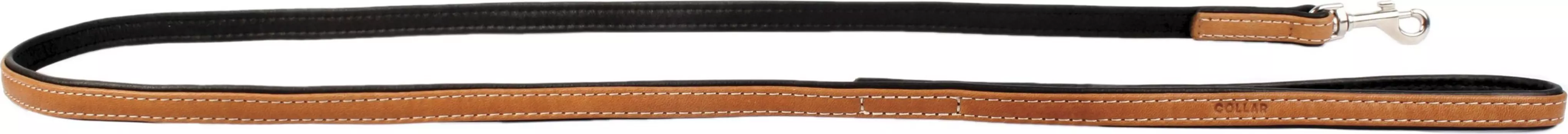 CoLLaR Soft / Поводок Колар для собак Кожаный Двойной Прошитый без украшений Коричневый верх Черный низ