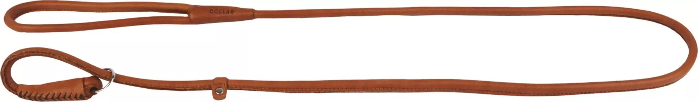 CoLLaR Soft / Поводок Колар для собак Кожаный Двойной Прошитый круглый без украшений Коричневый