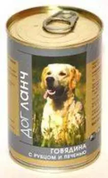 Dog Lunch / Консервы ДогЛанч для взрослых собак Говядина с Рубцом и печенью в желе (цена за упаковку)