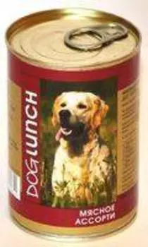 Dog Lunch / Консервы ДогЛанч для взрослых собак Мясное ассорти в желе (цена за упаковку)