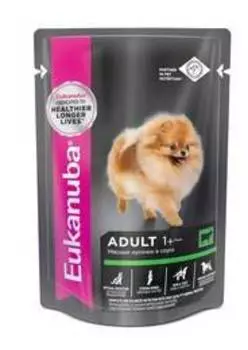 Eukanuba Dog Pouch Adult Beef / Влажный корм (Паучи) Эукануба для взрослых собак с Говядиной в соусе (цена за упаковку)