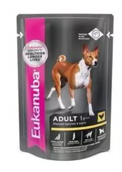 Eukanuba Dog Pouch Adult Chicken / Влажный корм (Паучи) Эукануба для взрослых собак с Курицей в соусе (цена за упаковку)