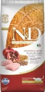 Farmina N&D Ancestral Grain Adult Neutered Chicken Spelt Oats Pomegranate / Сухой Низкозерновой корм Фармина для взрослых Стерилизованных кошек и Кастрированных котов Курица с Гранатом