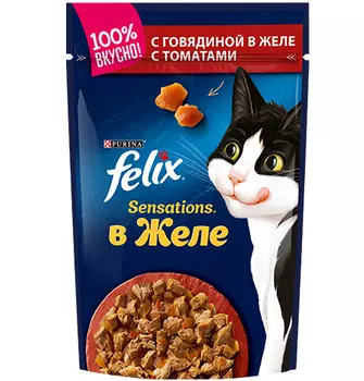 Felix Sensations / Феликс Сенсейшенс Паучи в желе с Говядиной и Томатами (цена за упаковку)