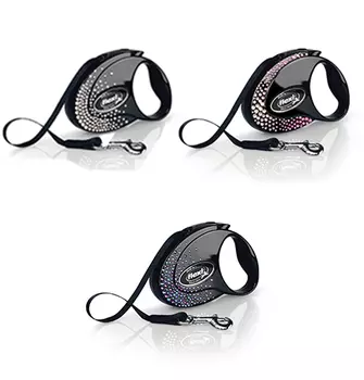 flexi Glam Splash Mystic S tape 3 m, for dogs up to 12 kg / Рулетка флекси с Синими кристаллами Swarovski для собак весом до 12 кг, лента 3 м