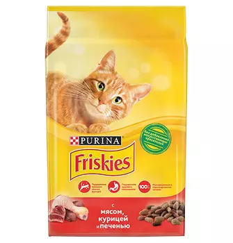 Friskies / Сухой корм Фрискис для кошек с Мясом Курицей и Печенью