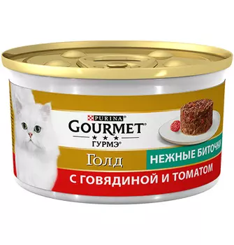 Gourmet Gold / Консервы Гурме Голд для кошек Нежные биточки Говядина с томатом (цена за упаковку)