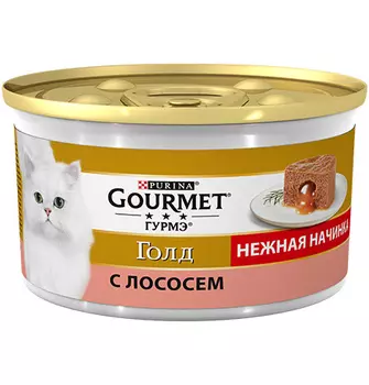 Gourmet Gold Melting Heart / Консервы Гурме Голд для кошек Нежная начинка с Лососем (цена за упаковку)