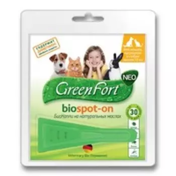 Green Fort Neo Biospot-on / БиоКапли Грин Форт Нео от Блох Клещей и Комаров для Кошек Кроликов и Собак до 10кг