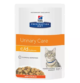 Hills Prescription Diet Feline c\d Multicare Urinary Care Chicken / Лечебные паучи Хиллс для кошек при МКБ Струвиты Курица (цена за упаковку)