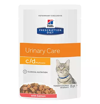 Hills Prescription Diet Feline c\d Multicare Urinary Care Salmon / Лечебные паучи Хиллс для кошек при МКБ Струвиты Лосось (цена за упаковку)
