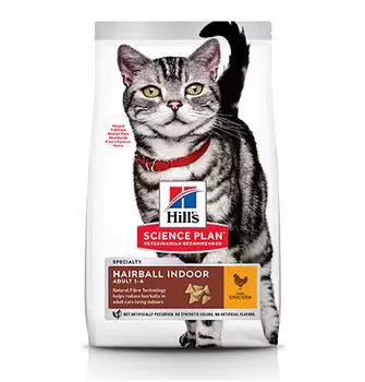 Hills Science Plan Hairball Indoor Adult / Сухой корм Хиллс для взрослых Домашних кошек Выведение шерсти Курица