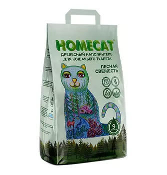 Homecat Лесная свежесть / Древесный наполнитель Хоумкэт для кошачьего туалета Мелкие гранулы