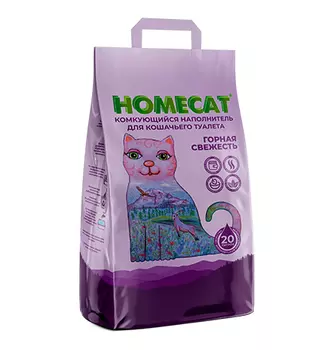 Homecat Горная свежесть / Комкующийся наполнитель Хоумкэт для кошачьего туалета