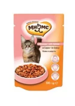 Мнямс Влажный корм Паучи для кошек Кожа и Шерсть Лосось в соусе (цена за упаковку)