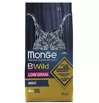 Monge Cat BWild Adult Hare / Сухой корм Монж Бивайлд для Взрослых кошек мясо Зайца