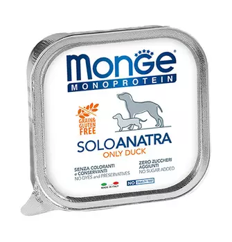 Monge Dog Monoproteico Solo Duck / Влажный корм Паштет Монж Монопротеиновый для взрослых собак Утка (цена за упаковку)