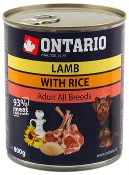 Ontario Lamb Rice Sunflower Oil / Консервы Онтарио для собак Ягненок и рис (цена за упаковку)