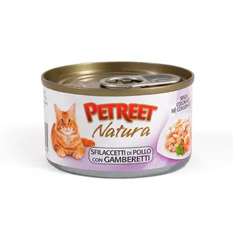 Petreet / Консервы Петрит для кошек Куриная грудка с Креветками (цена за упаковку)