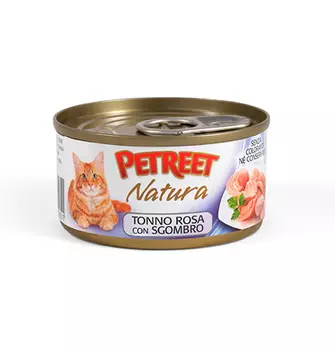 Petreet / Консервы Петрит для кошек Кусочки розового тунца с Макрелью (цена за упаковку)