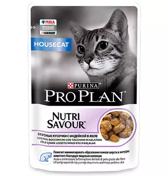 Purina Pro Plan Cat NutriSavour Housecat Turkey / Паучи Пурина Про План для Домашних кошек Индейка в желе (цена за упаковку)