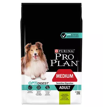 PRO PLAN OPTI DIGEST / Сухой корм ПРО ПЛАН для взрослых собак средних пород при чувствительном пищеварении с ягненком