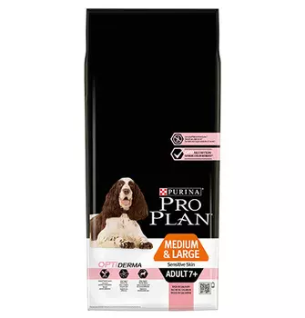 PRO PLAN OPTI DERMA / Сухой корм Пурина Про План для пожилых собак средних и крупных пород при чувствительной коже с лососем