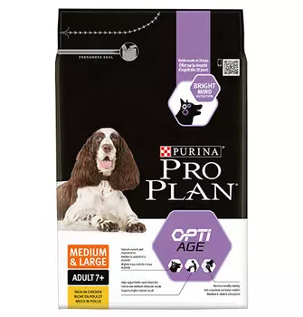 PRO PLAN OPTI AGE / Сухой корм Пурина Про План для пожилых собак средних и крупных пород для поддержки мозговой активности с курицей