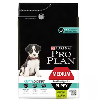PRO PLAN OPTI DIGEST / Сухой корм ПРО ПЛАН для щенков средних пород при чувствительном пищеварении с ягненком