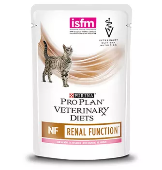 Purina Pro Plan Veterinary Diets NF Renal Function Salmon / Лечебные паучи Пурина Про План Ветеринарная диета для взрослых кошек для поддержания функции почек при хронической почечной недостаточности с лососем в соусе (цена за упаковку)