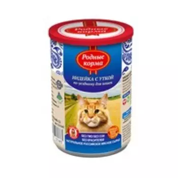 Родные Корма / Консервы для кошек Индейка с Уткой по-Уездному (цена за упаковку)