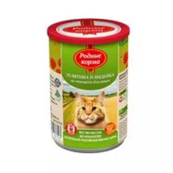 Родные Корма / Консервы для кошек Телятина Индейка по-Пожарски (цена за упаковку)