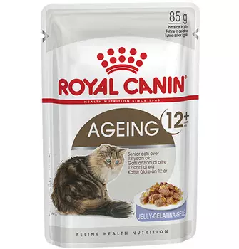 Royal Canin Ageing 12+ Jelly / Влажный корм (Консервы-Паучи) Роял Канин Эйжинг для Пожилых кошек старше 12 лет в Желе (цена за упаковку)