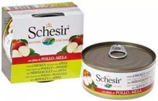Schesir / Консервы Шезир для собак Цыпленок Яблоко (цена за упаковку)