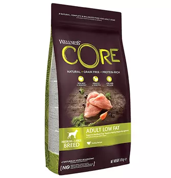 CORE Adult Medium Large Breed Low Fat Grain free Turkey / Сухой Беззерновой корм Кор для собак Средних и Крупных пород Низкокалорийный Индейка