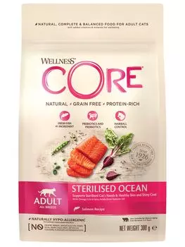 CORE Cat Sterilised Grain free Salmon / Сухой Беззерновой корм Кор для Стерилизованных кошек и котов Лосось
