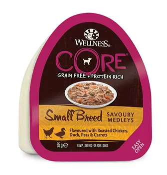 CORE Dog Small Breed Savoury Medleys Chicken Duck / Консервы Кор для собак Мелких пород Курица Утка запеченая с горошком и морковью (цена за упаковку)