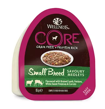 CORE Dog Small Breed Savoury Medleys Lamb Venison / Консервы Кор для собак Мелких пород Баранина Оленина тушеная с белым сладким картофелем и морковью (цена за упаковку)